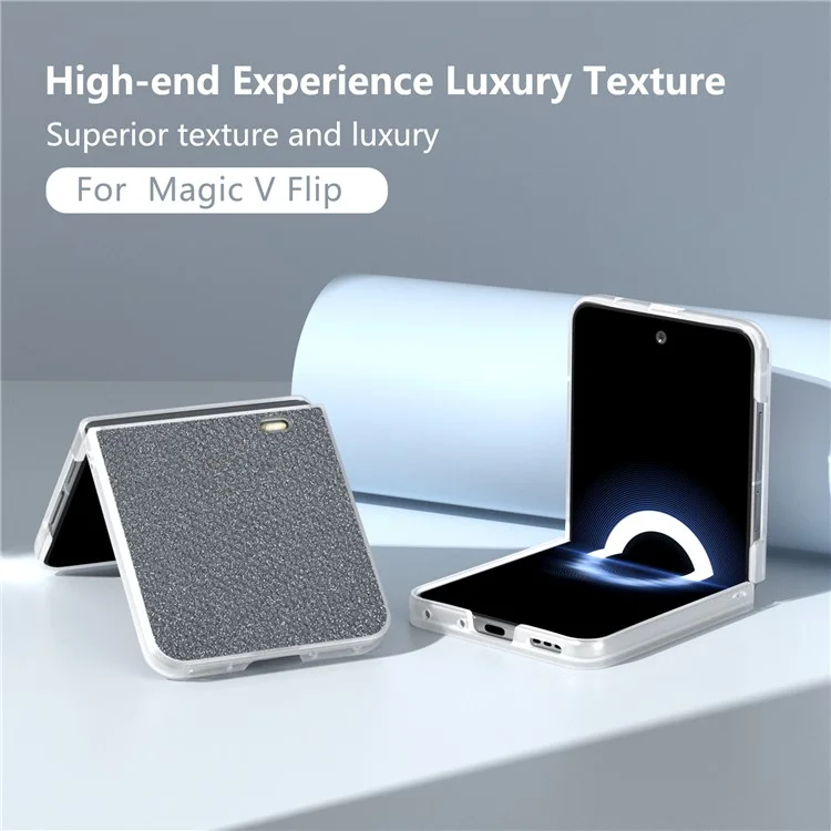 Funda para teléfono Flip 5G For Honor Magic V Antideslizante Agarre en Piel+PC - Negro