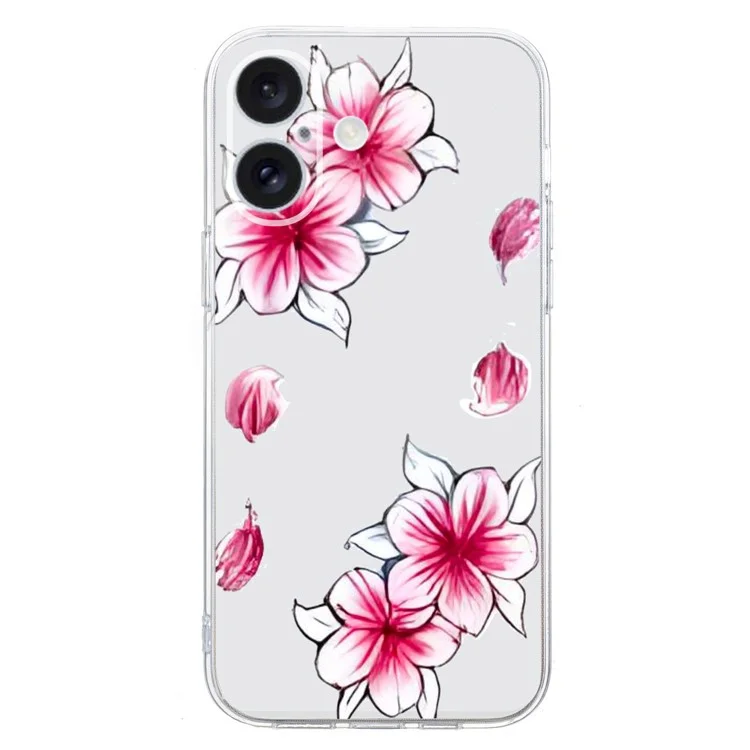For iPhone 16 Plus Case Pattern Print TPU Protective Phone Cover - Cherry Blossom