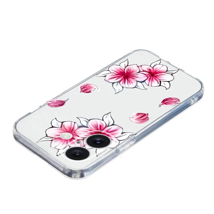 For iPhone 16 Plus Case Pattern Print TPU Protective Phone Cover - Cherry Blossom
