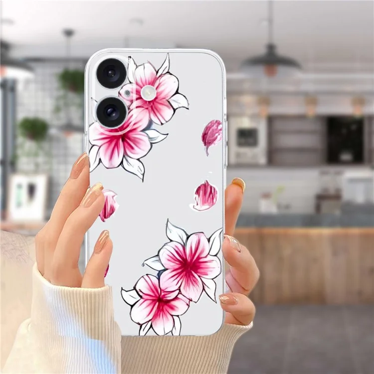 For iPhone 16 Plus Case Pattern Print TPU Protective Phone Cover - Cherry Blossom