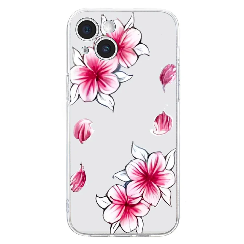For iPhone 15 Plus Slim Case Pattern Printing Soft TPU Phone Cover - Cherry Blossom