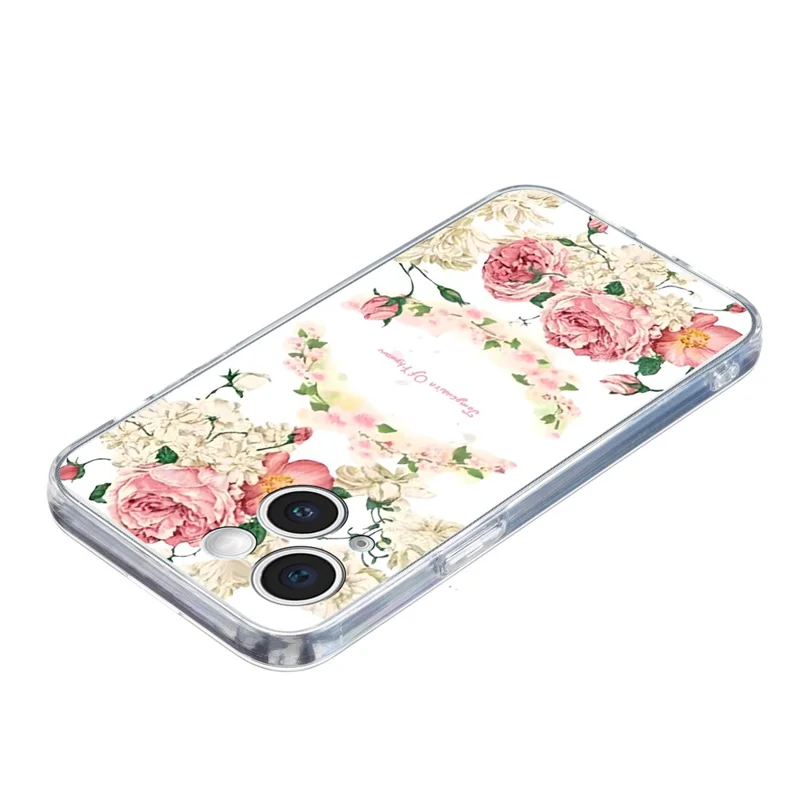 For iPhone 15 Case Soft TPU Slim Phone Cover Pattern Printing - Rose