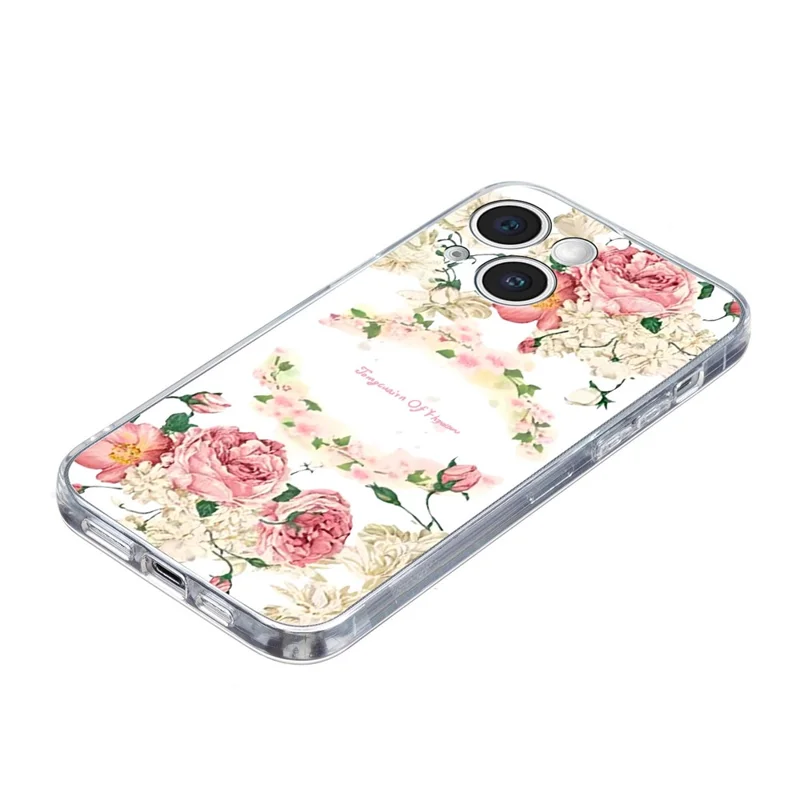 For iPhone 15 Case Soft TPU Slim Phone Cover Pattern Printing - Rose