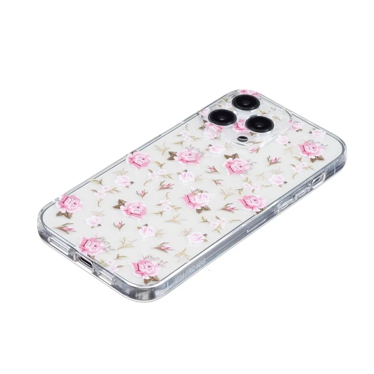 Per iPhone 14 Pro Case Pattern Printing Anti-Scratch TPU Phone Cover - Pink Flower