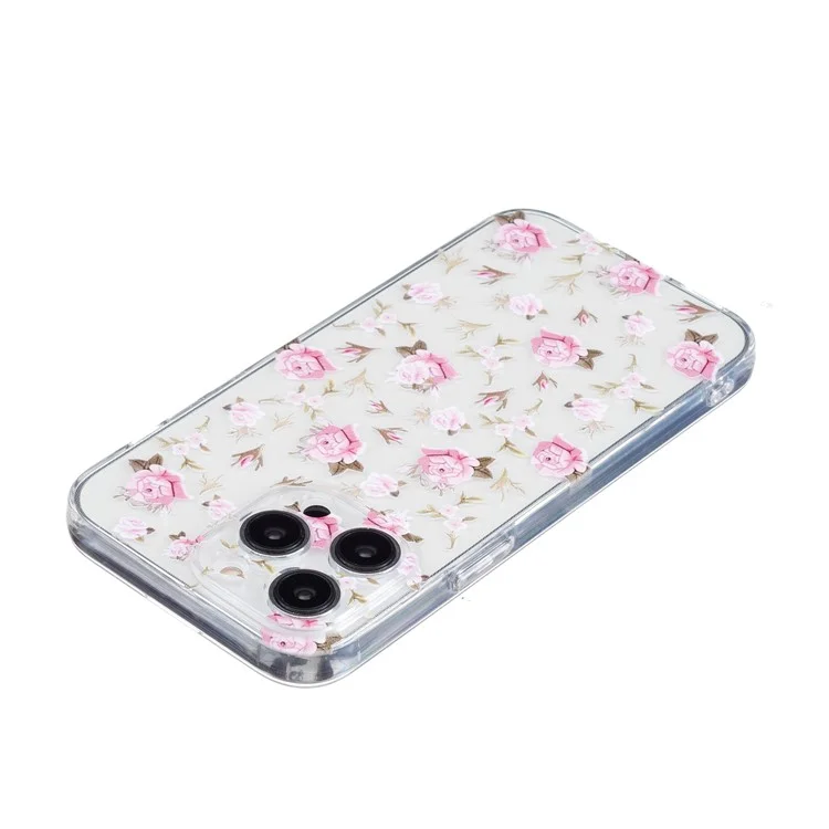 Per iPhone 14 Pro Case Pattern Printing Anti-Scratch TPU Phone Cover - Pink Flower