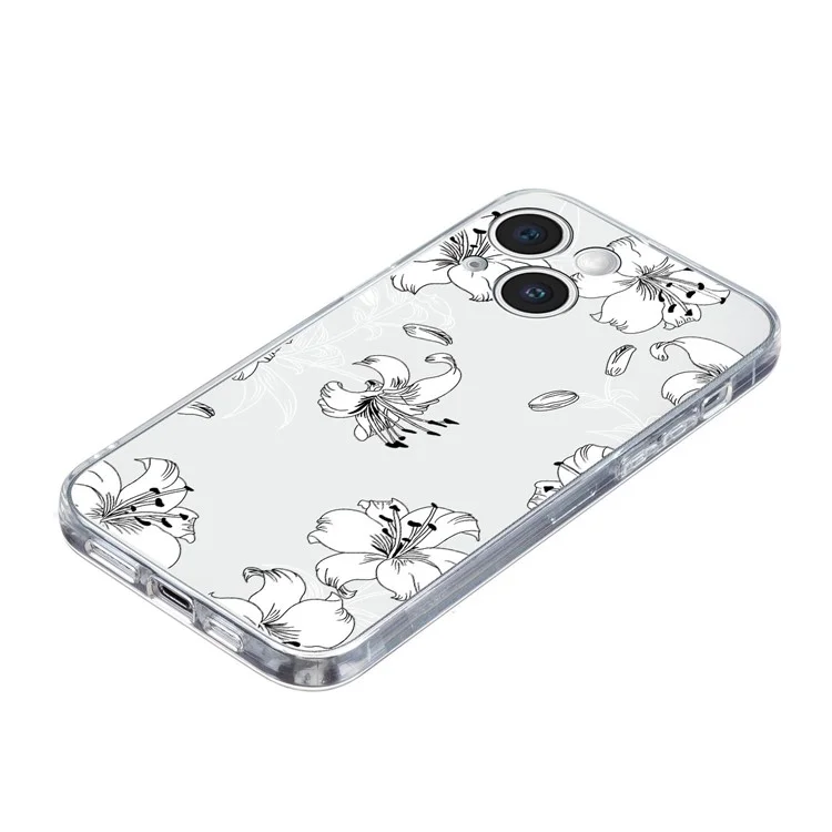For iPhone 14 Plus TPU Phone Case Pattern Printing Back Cover Scratch Protection - White Flower