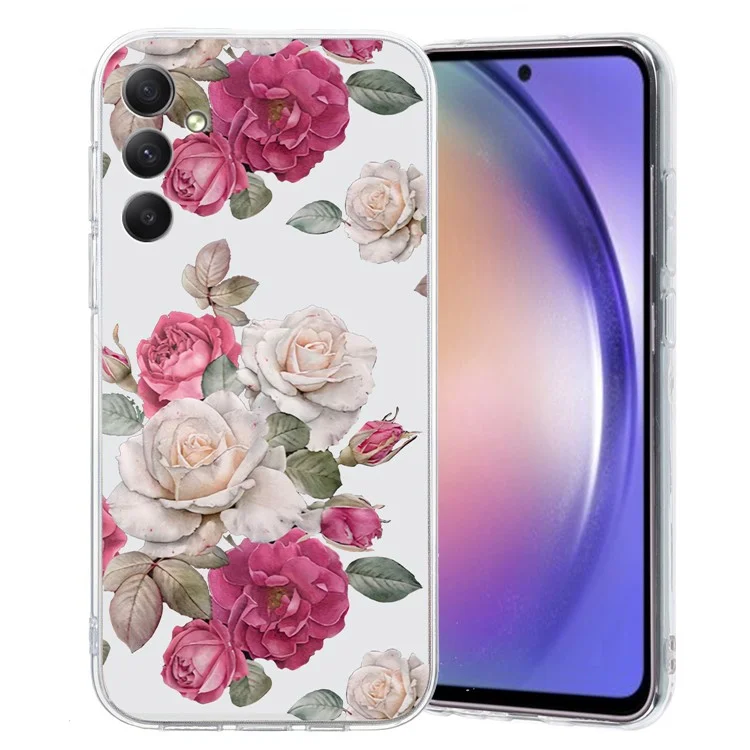 Para Samsung Galaxy A54 5G TPU Case Pattern Print Protective Phone Cover - Peony