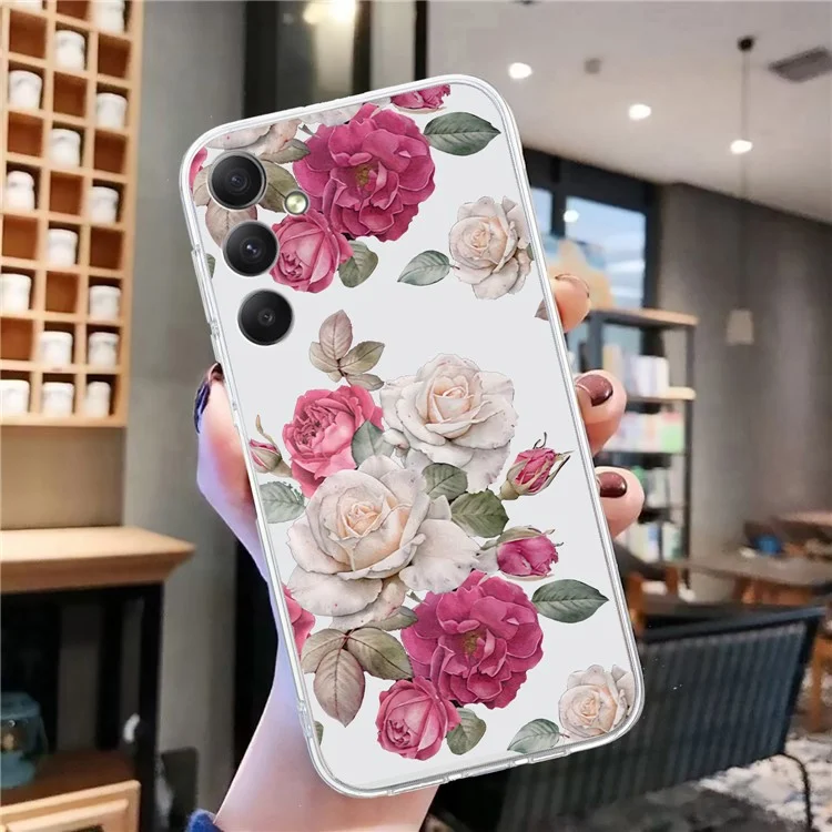 Para Samsung Galaxy A54 5G TPU Case Pattern Print Protective Phone Cover - Peony