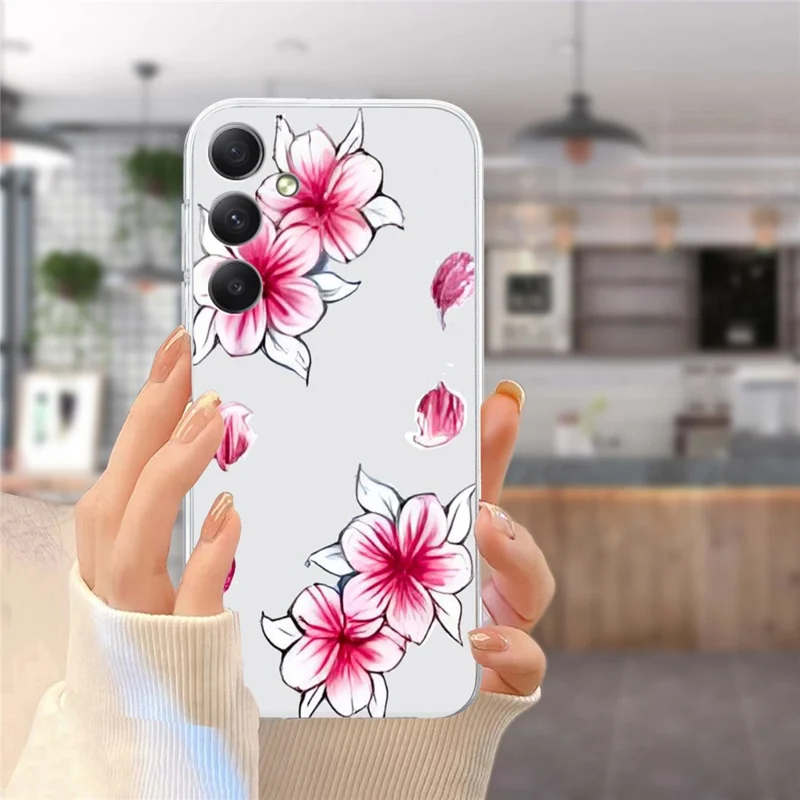 For Samsung Galaxy A15 4G / 5G Case Pattern Print Back Cover TPU Phone Shell - Cherry Blossom
