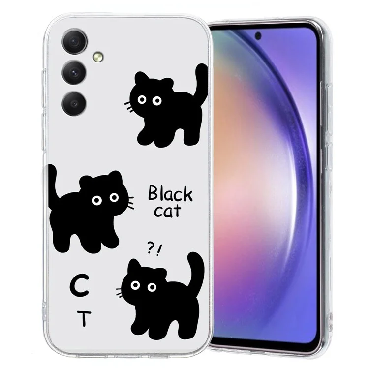Para Samsung Galaxy A05s 4G Slim Case TPU Phone Cover Pattern Printing - Black Cat