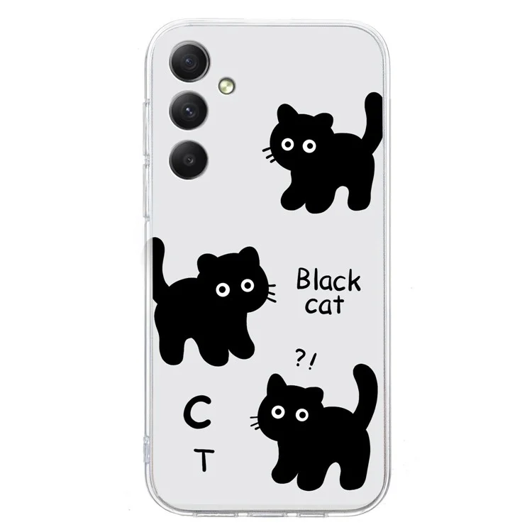 Para Samsung Galaxy A05s 4G Slim Case TPU Phone Cover Pattern Printing - Black Cat