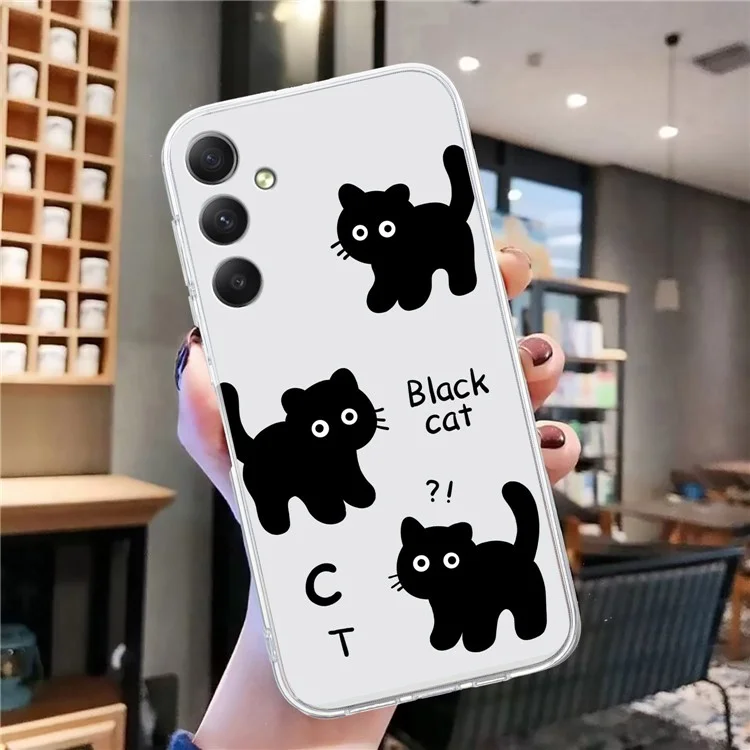 Para Samsung Galaxy A05s 4G Slim Case TPU Phone Cover Pattern Printing - Black Cat
