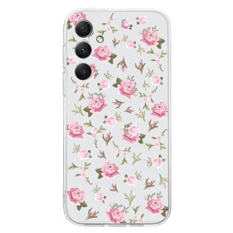 For Samsung Galaxy A55 5G Case Pattern Printing Phone TPU Cover Clear Edge - Pink Flower