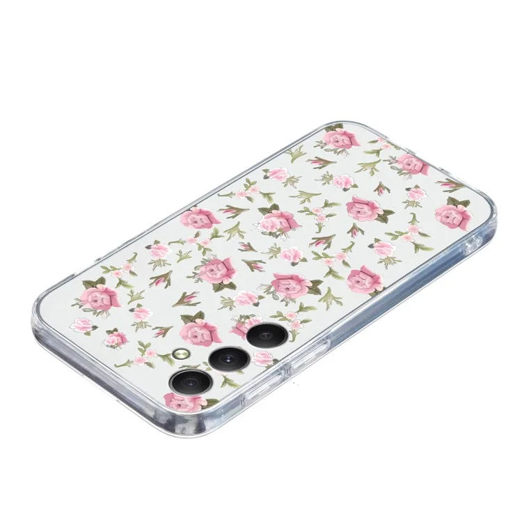 For Samsung Galaxy A55 5G Case Pattern Printing Phone TPU Cover Clear Edge - Pink Flower