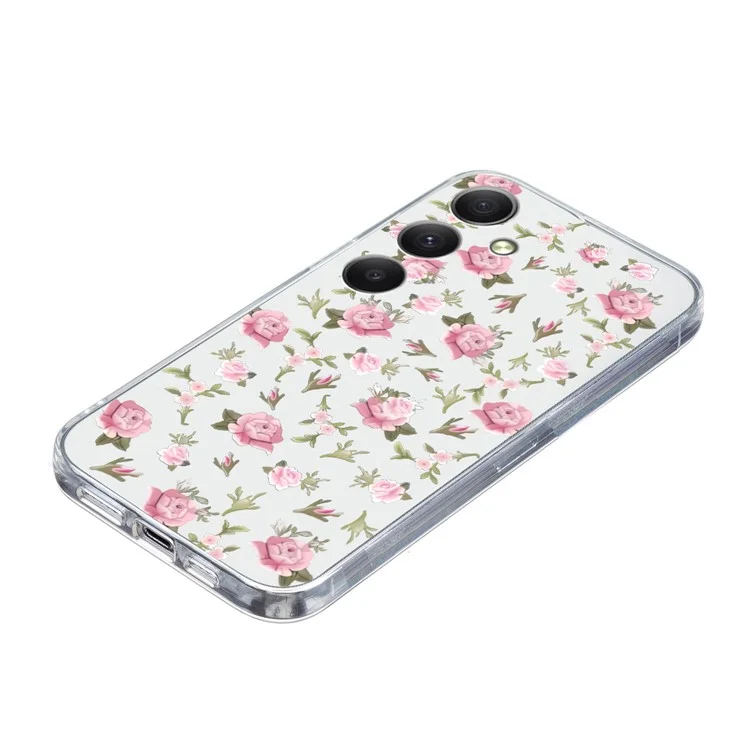 For Samsung Galaxy A55 5G Case Pattern Printing Phone TPU Cover Clear Edge - Pink Flower