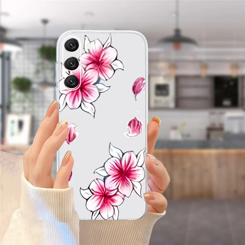 For Samsung Galaxy S23+ Shockproof Case Pattern Printing TPU Phone Cover - Cherry Blossom