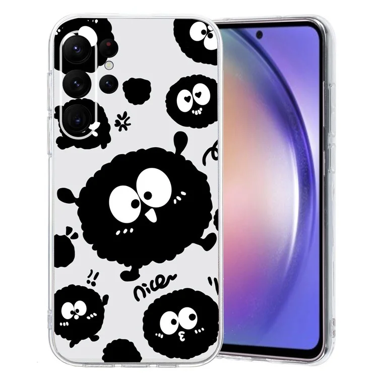 Pour Samsung Galaxy S23 Ultra Case Pattern Print TPU Phone Cover Precise Lens Protection - Noir Briquette