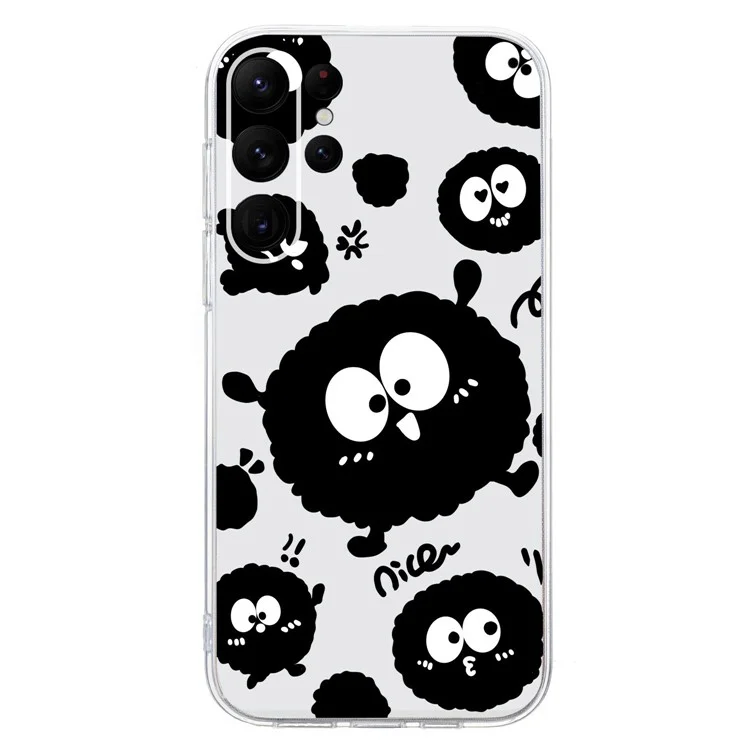 Pour Samsung Galaxy S23 Ultra Case Pattern Print TPU Phone Cover Precise Lens Protection - Noir Briquette