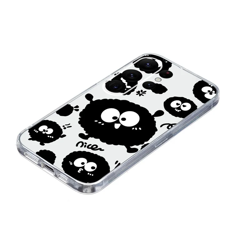 Pour Samsung Galaxy S23 Ultra Case Pattern Print TPU Phone Cover Precise Lens Protection - Noir Briquette