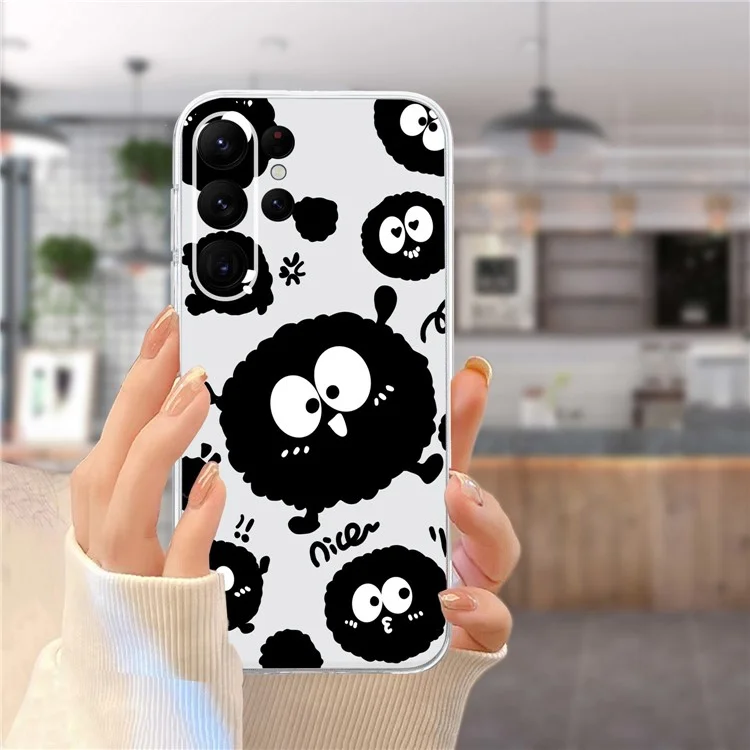 Pour Samsung Galaxy S23 Ultra Case Pattern Print TPU Phone Cover Precise Lens Protection - Noir Briquette