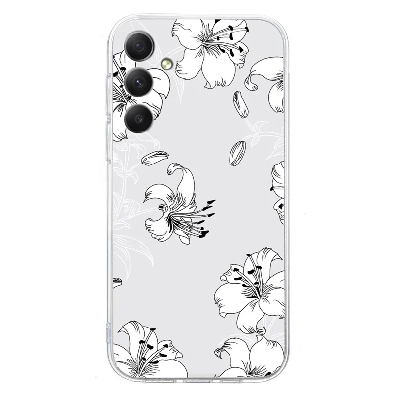 For Samsung Galaxy S24+ Case Soft TPU Slim Phone Cover Printed Pattern - White Flower