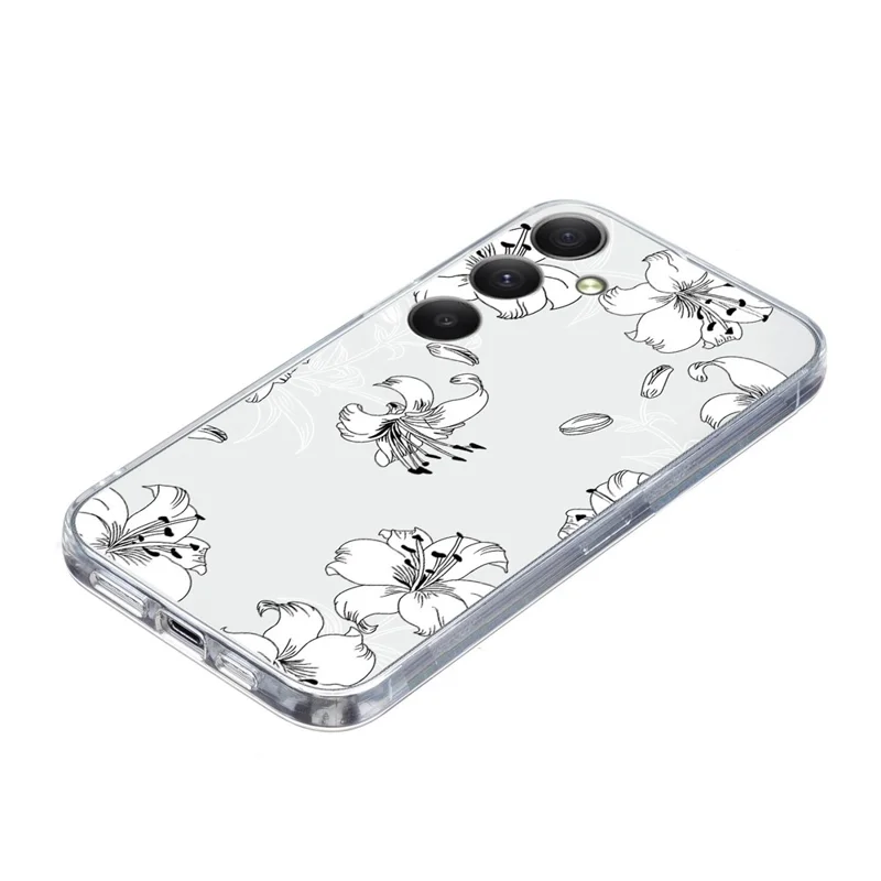 For Samsung Galaxy S24 Case Flower Animal Pattern Soft TPU Phone Cover - White Flower