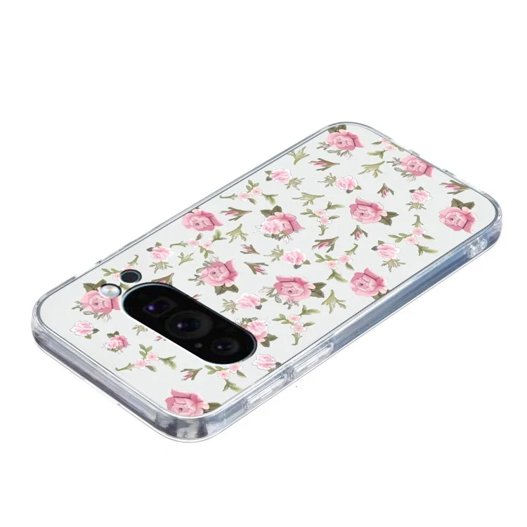 Para Google Pixel 9 Pro Case TPU Phone Cover Animal Floral Pattern Print - Pink Flower