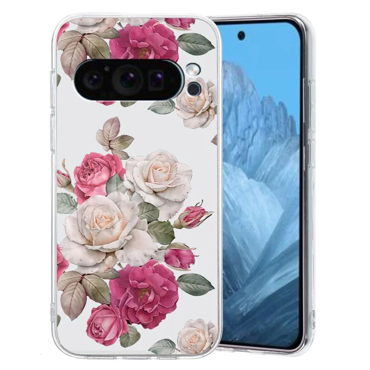 For Google Pixel 9 Pro Case TPU Phone Cover Animal Floral Pattern Print - Peony