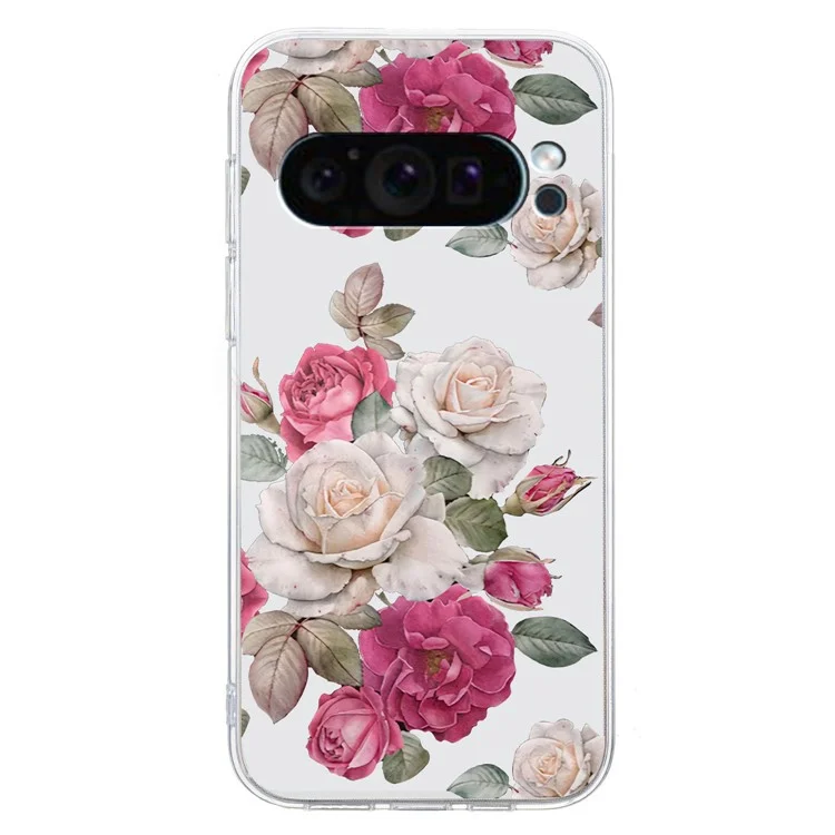 For Google Pixel 9 Pro Case TPU Phone Cover Animal Floral Pattern Print - Peony
