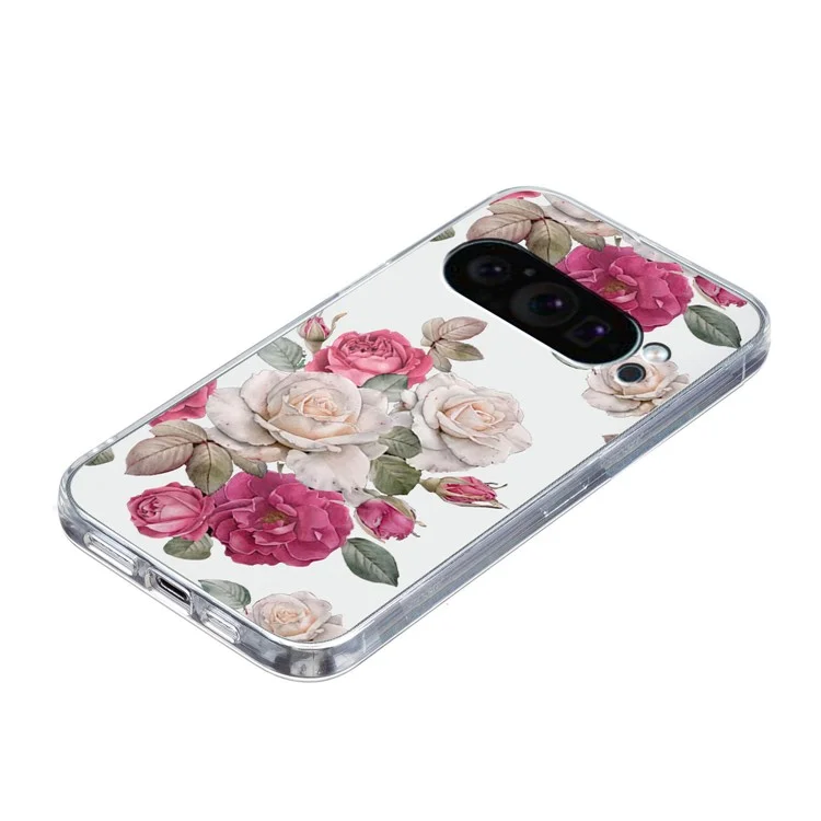 For Google Pixel 9 Pro Case TPU Phone Cover Animal Floral Pattern Print - Peony