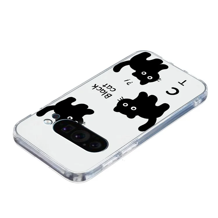 For Google Pixel 9 Case Printed Pattern TPU Phone Cover Scratch-resistant - Black Cat