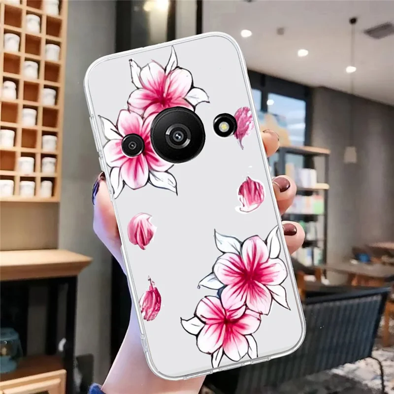 For Xiaomi Redmi A3 4G / Poco C61 4G TPU Case Pattern Printing Phone Back Cover - Cherry Blossom