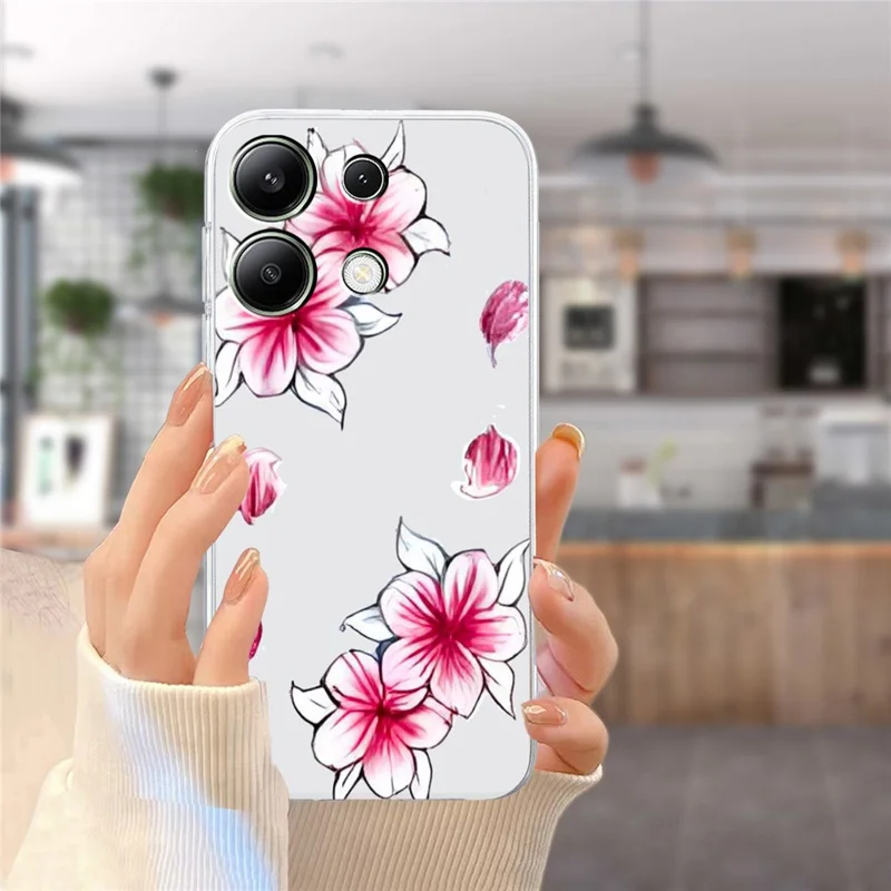 For Xiaomi Redmi Note 13 Pro 4G / Poco M6 Pro 4G TPU Phone Case Pattern Printing - Cherry Blossom