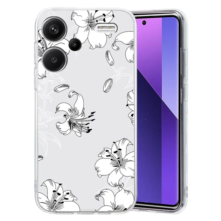 Pour Xiaomi Redmi Note 13 Pro+ 5G Case Soft TPU Pattern Printing Phone Cover - White Flower