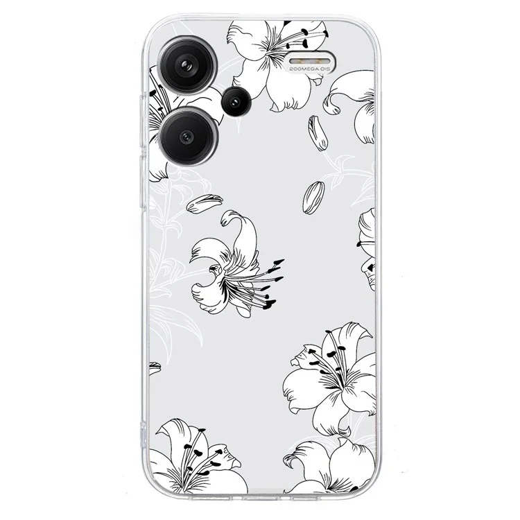 Pour Xiaomi Redmi Note 13 Pro+ 5G Case Soft TPU Pattern Printing Phone Cover - White Flower