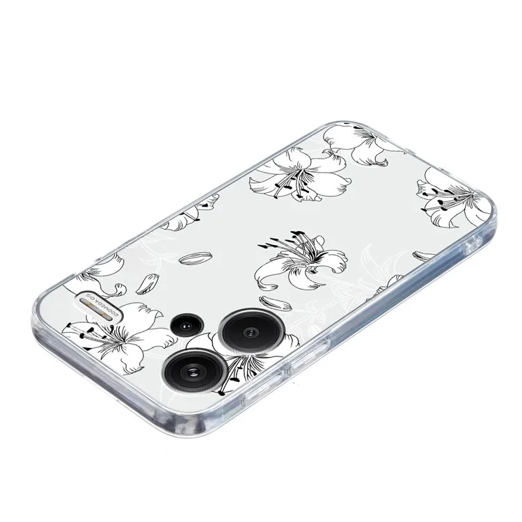 Pour Xiaomi Redmi Note 13 Pro+ 5G Case Soft TPU Pattern Printing Phone Cover - White Flower
