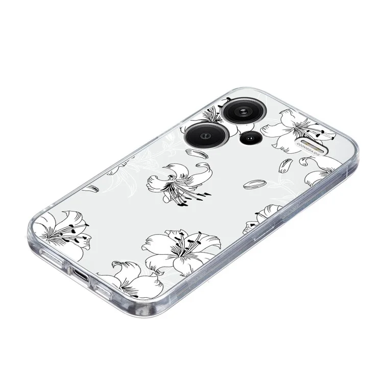 Pour Xiaomi Redmi Note 13 Pro+ 5G Case Soft TPU Pattern Printing Phone Cover - White Flower