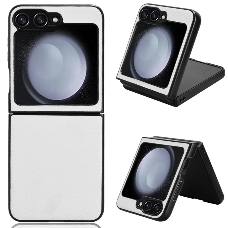 For Samsung Galaxy Z Flip7 FE 5G / Z Flip6 5G Case Carbon Fiber Texture PU+PC Drop-Proof Phone Shell - White