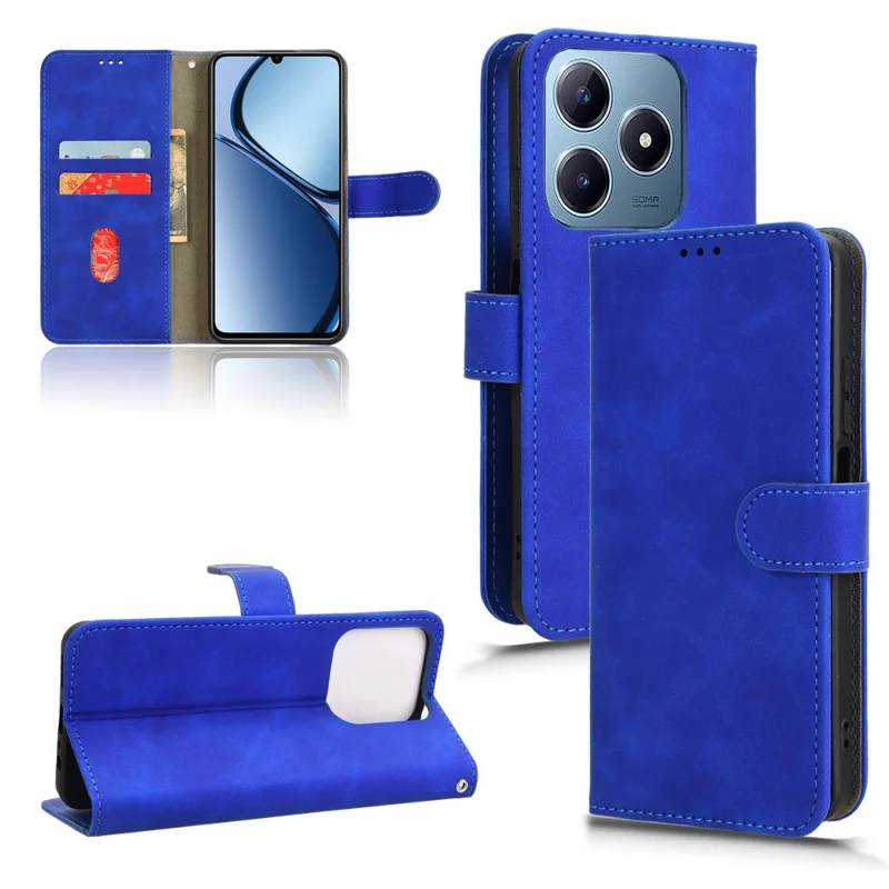 For Realme Note 60x 4G / C63 4G / C61 4G Case Skin-Touch PU Leather Flip Wallet Phone Cover - Blue