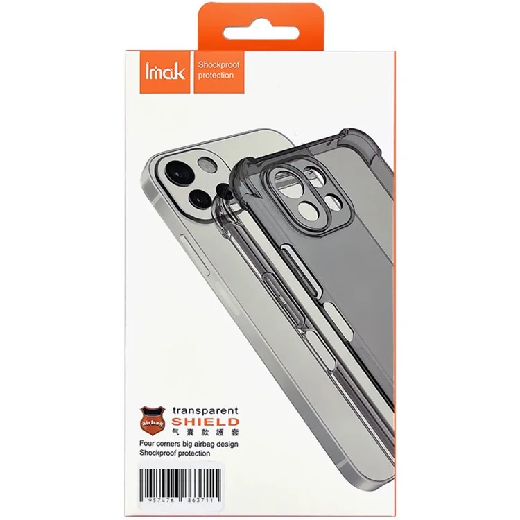 IMAK Pour Sony Xperia 5 IV 5G Étui de protection anti-chute Airbag TPU Transparent Anti-rayures - Noir transparent