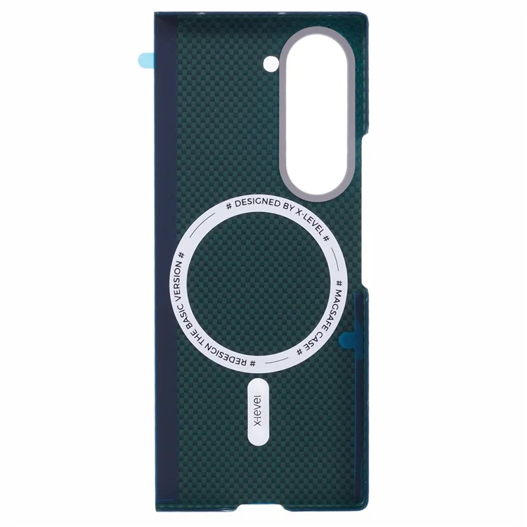 X-LEVEL Per Samsung Galaxy Z Fold6 5G Custodia Magnetica in Fibra di Carbonio Cover in Metallo con Cornice per Obiettivo - Blu
