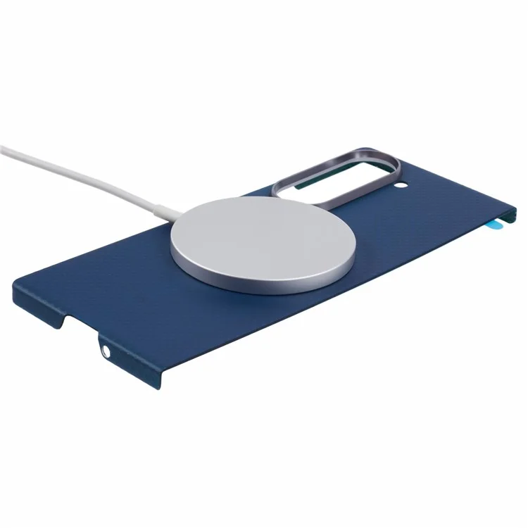 X-LEVEL Per Samsung Galaxy Z Fold6 5G Custodia Magnetica in Fibra di Carbonio Cover in Metallo con Cornice per Obiettivo - Blu