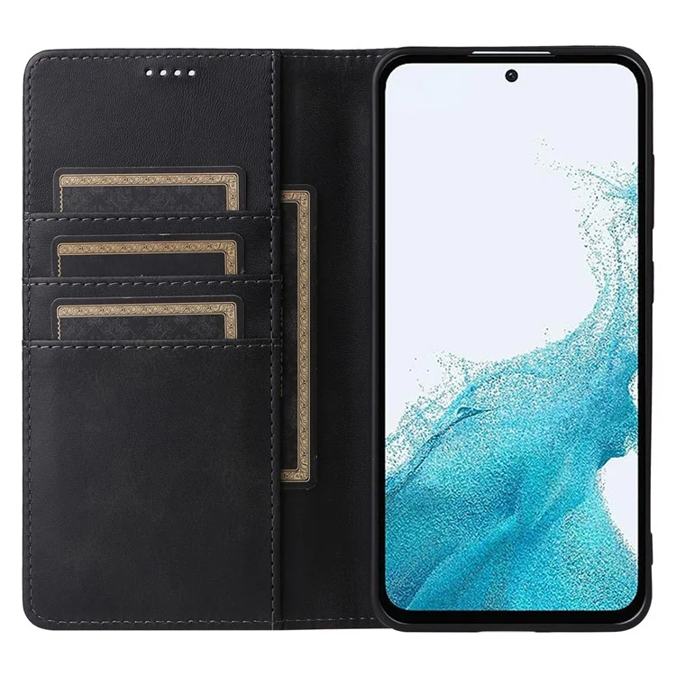 Für Samsung Galaxy A54 5G Hülle Leder Handyhülle RFID-blockierender Kartensteckplätze Geldbörse - Schwarz
