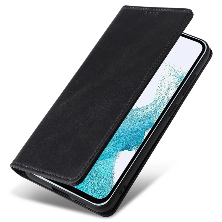 Für Samsung Galaxy A54 5G Hülle Leder Handyhülle RFID-blockierender Kartensteckplätze Geldbörse - Schwarz