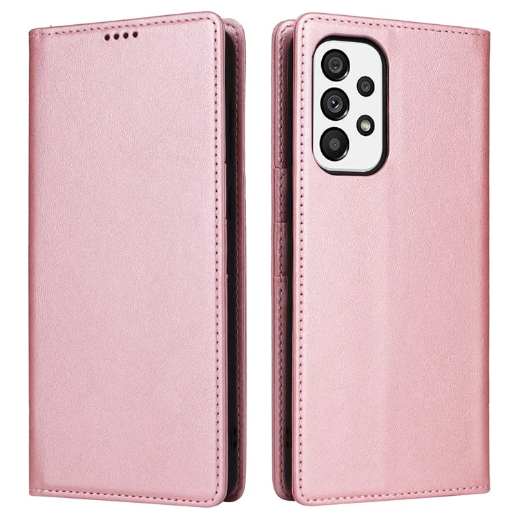 For Samsung Galaxy A73 5G Case RFID Blocking PU Leather Flip Phone Cover Stand - Pink