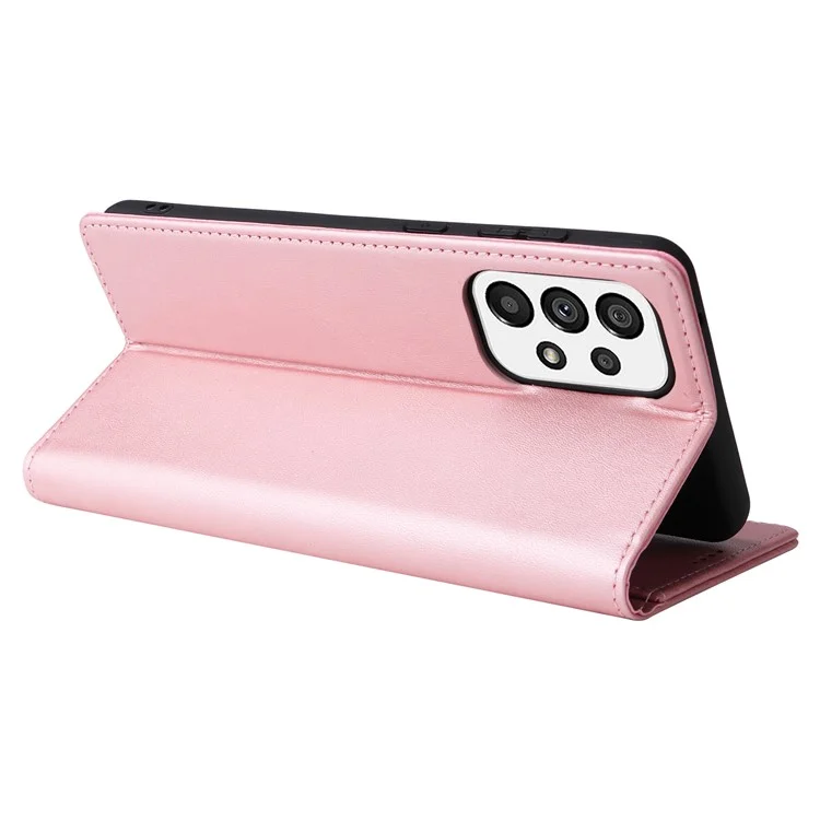For Samsung Galaxy A73 5G Case RFID Blocking PU Leather Flip Phone Cover Stand - Pink