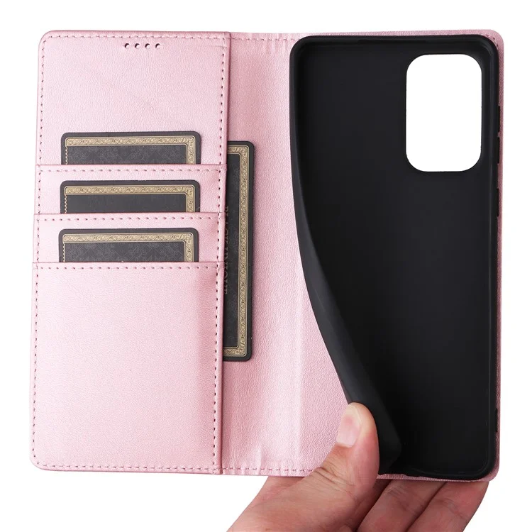 For Samsung Galaxy A73 5G Case RFID Blocking PU Leather Flip Phone Cover Stand - Pink