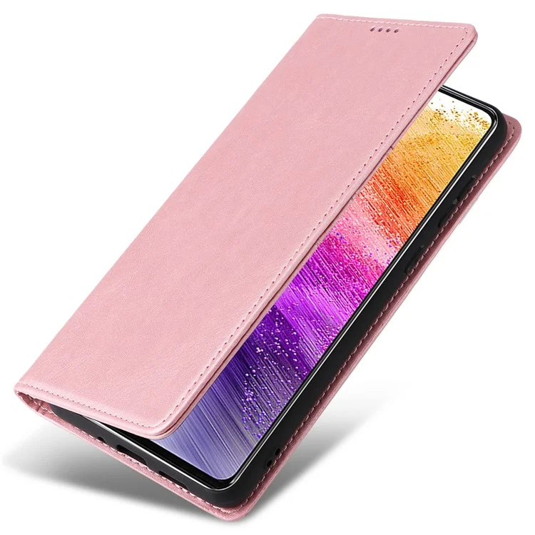 For Samsung Galaxy A73 5G Case RFID Blocking PU Leather Flip Phone Cover Stand - Pink