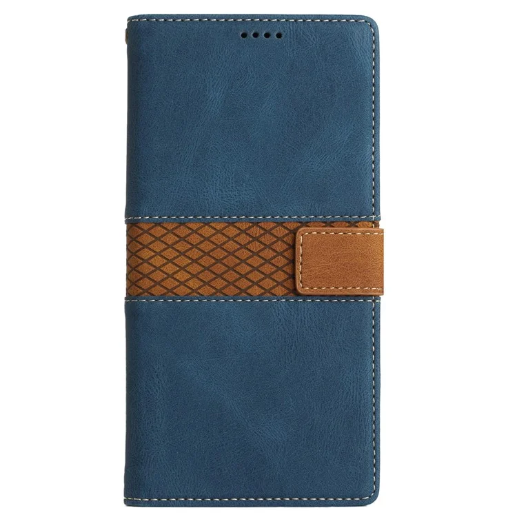 Für iPhone 16 Pro Max Case Grid Splicing PU Leder Brieftasche Handyhülle - Blau