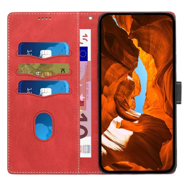 Para Google Pixel 9 / 9 Pro Funda Tarjeta Ranuras Cartera Cuero de PU Cubierta de Teléfono - Rojo